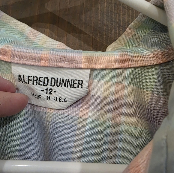 ALFRED DUNNER Vintage Bomber Jacket Pastel Plaid Size 12 - Picture 2 of 4